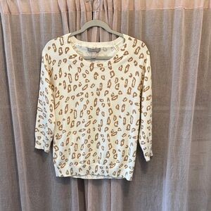 Banana Republic Ivory Sweater with Camel Leopard Accents